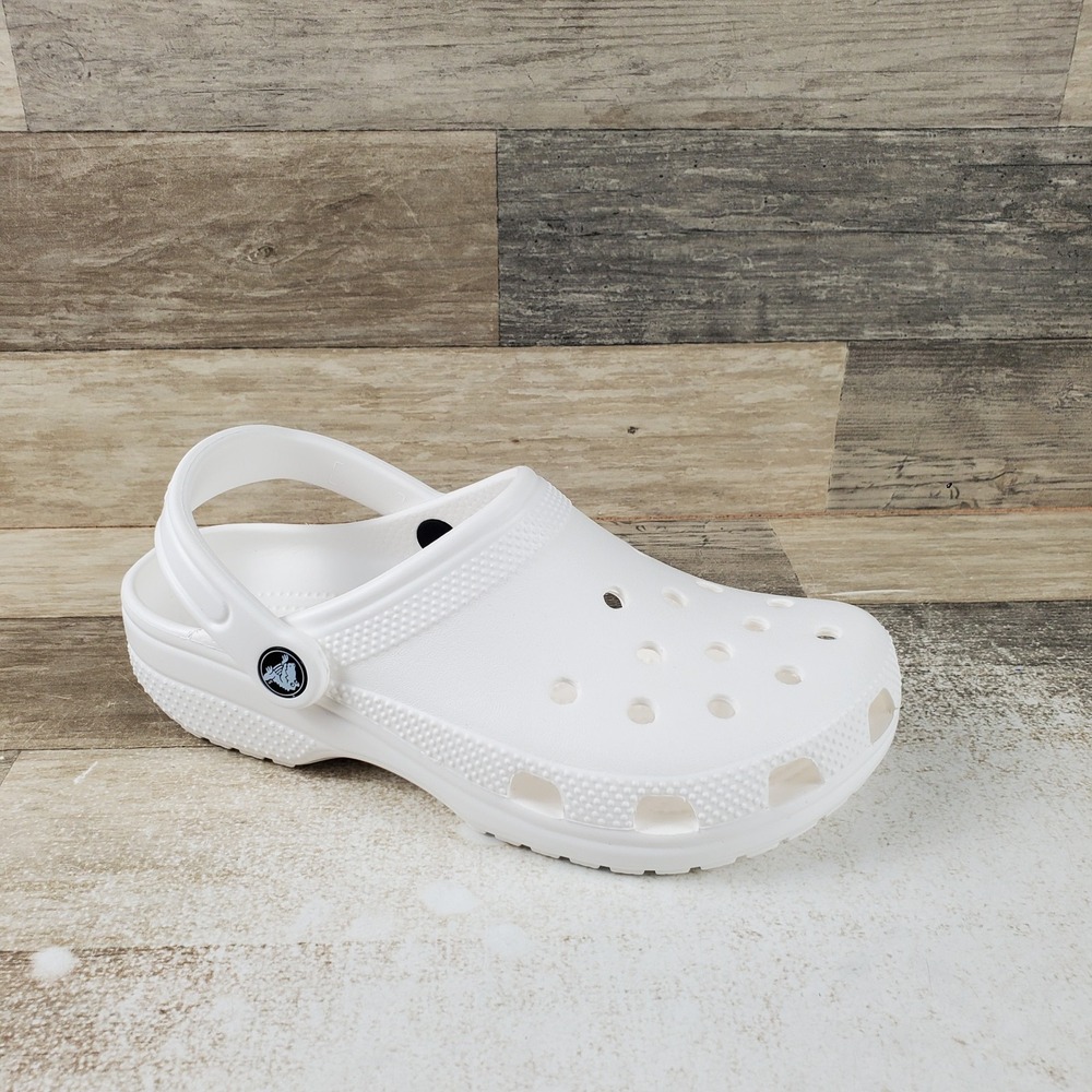 Crocs Classic Clogs Kids Sz 5 J5 White Ankle Strap Round Toe Slingback Shoes
